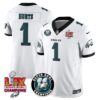 Philadelphia Eagles Super Bowl LIX Champions Jersey – All Stitched – White – Jalen Hurts – 1 Jersey