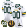 Packers John Madden & Home Patch Game Custom Jersey – All Stitched – White Jersey