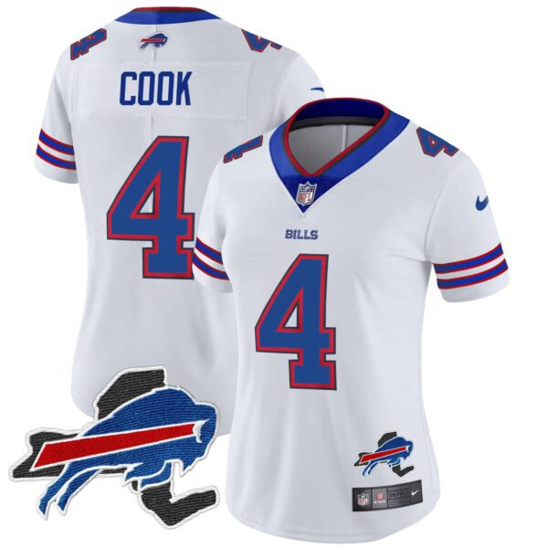 Women’s Bills New York Patch Vapor Limited Jersey – All Stitched – White – James Cook