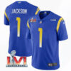 Men’s Los Angeles Rams #1 DeSean Jackson 2022 Royal Super Bowl LVI Vapor Limited Stitched Jersey