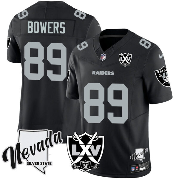 Men’s Raiders 2025 Vapor Limited Jersey – 65th Anniversary – All Stitched Black Brock Bowers Jersey