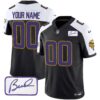 Vikings Bud Grant Patch Classic Limited Custom Jersey V4 – All Stitched – Men – Black Alternate
