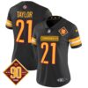 Women’s Washington Commanders 90th Anniversary Patch Vapor Jersey V2 – All Stitched – Black – Sean Taylor