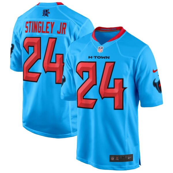 Houston Texans 2024 Game Jersey – All Stitched – Blue – Derek Stingley Jr. Jersey