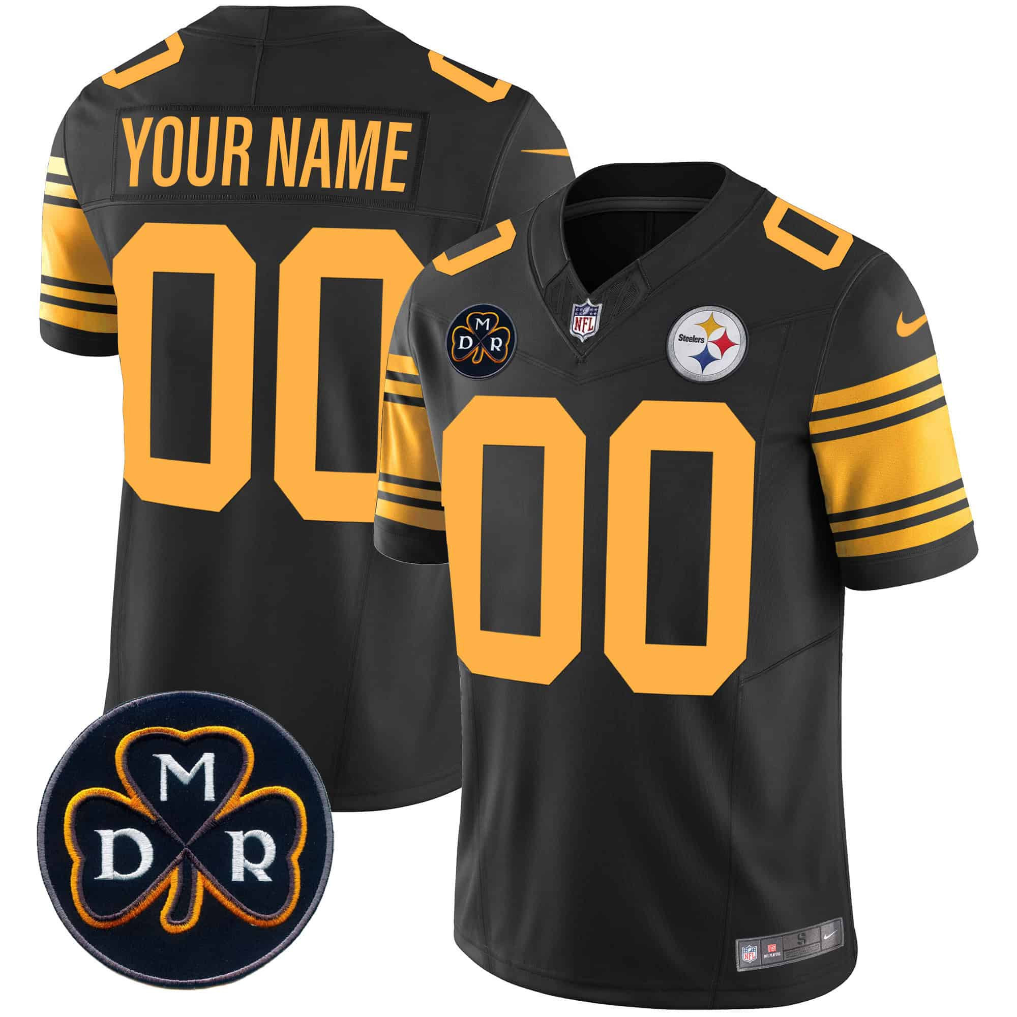 Steelers DMR Patch Vapor Limited Custom Jersey – All Stitched – Men – Color Rush