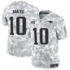 New England Patriots #10 Drake Maye 2024 FUSE Arctic Camo Salute To Service Limited Football Stitched Jersey