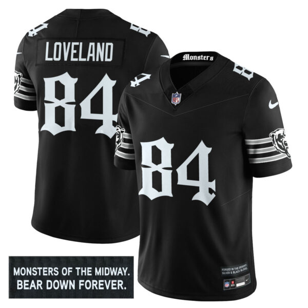 Men’s Chicago Bears ‘Gothic Monsters Edition’ Vapor Limited Jersey – All Stitched Black Colston Loveland – 84 Jersey