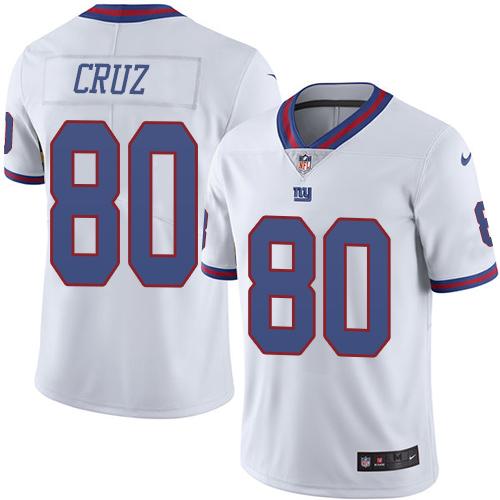 Nike Giants #80 Victor Cruz White Men’s Stitched NFL Limited Rush Jersey