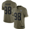 Men’s Las Vegas Raiders #98 Maxx Crosby 2022 Olive Salute To Service Limited Stitched Jersey