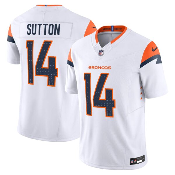 Men’s Denver Broncos 2024 Vapor Limited Jersey – All Stitched – White – Courtland Sutton