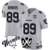 Men’s Raiders 2025 Vapor Limited Jersey – 65th Anniversary – All Stitched Silver Brock Bowers Jersey