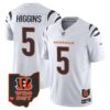 Men’s Bengals Ohio Patch Vapor Limited Jersey V2 – All Stitched – White – Tee Higgins