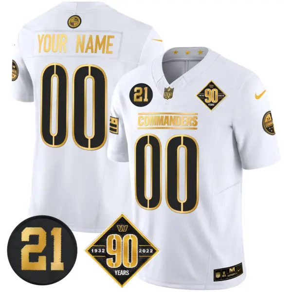 Men’s Washington Commanders 90Th Sean Taylor Patch Gold Vapor Limited Custom Jersey White