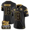 Denver Broncos 3-Time Champions Patch Gold Vapor Limited Jersey – All Stitched – Black Gold – Peyton Manning Jersey