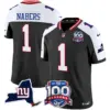 Mens New York Giants 100Th Season State Patch Vapor Limited Jersey Malik Nabers Jersey Black Alternate