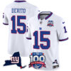 Men’s New York Giants 100th Season & State Patch Vapor Limited Jersey – All Stitched White Tommy DeVito Jersey