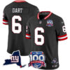 Men’s New York Giants 100th Season & State Patch Vapor Limited Jersey – All Stitched Black Jaxson Dart Jersey