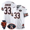 Chicago Bears Honor Steve McMichael Jersey – All Stitched – White – Jaylon Johnson – 33 Jersey