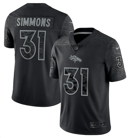 Men’s Denver Broncos #31 Justin Simmons Black Reflective Limited Stitched Football Jersey