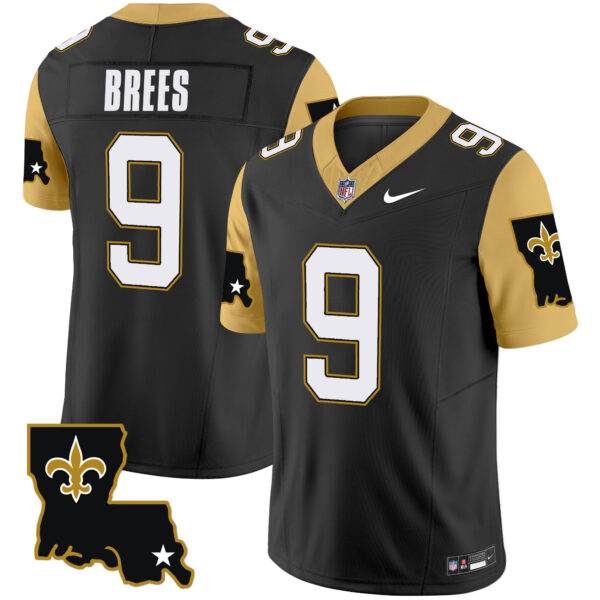 Men’s Saints 1987 Legacy Vapor Limited Jersey V2 – All Stitched – Black – Drew Brees