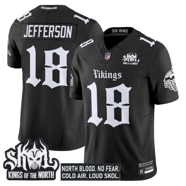 Minnesota Vikings ‘Gothic Norseblood Edition’ Vapor Limited Jersey – All Stitched – Black – Justin Jefferson Jersey