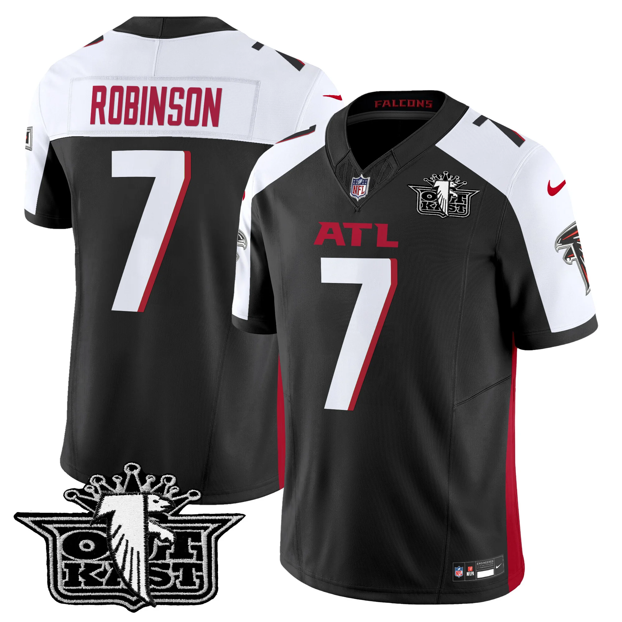 Mens Outkast X Atlanta Falcons 2024 Vapor Limited Jersey V2 Bijan Robinson Jersey Black Alternate