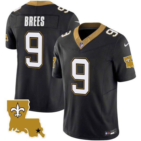 Youth’s Saints 1987 Legacy Vapor Jersey – All Stitched – Black – Drew Brees