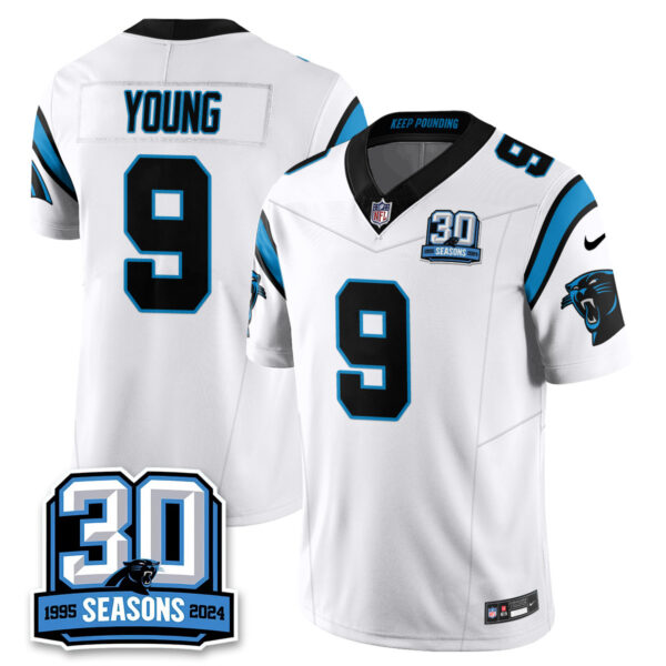 Women’s Carolina Panthers 2024 Vapot Limited Jersey – 30th Season – All Stitched Bryce Young – 9 White Jersey