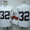 Cleveland Browns #32 Jim Brown White Long-Sleeved Throwback Jersey