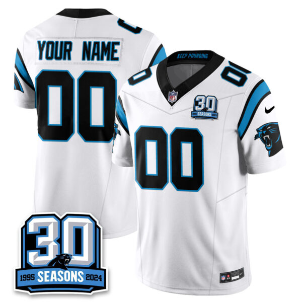 Custom Name/Gender Carolina Panthers 2024 Vapot Limited Jersey – 30th Season – All Stitched Men White Jersey