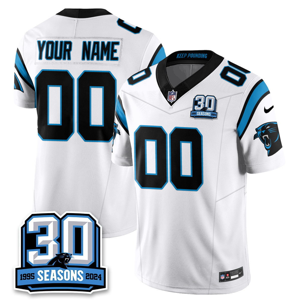 Custom Name/Gender Carolina Panthers 2024 Vapot Limited Jersey – 30th Season – All Stitched Men White Jersey