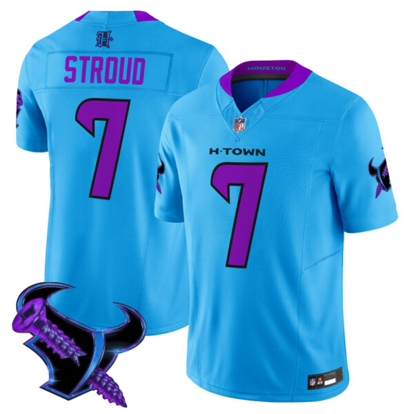 Men’s Houston Texans 2025 DJ Screw Vapor Limited Jersey – All Stitched Blue C.J. Stroud Jersey