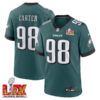 Jalen Carter #98 Philadelphia Eagles Super Bowl LIX Jersey – Men’s – Midnight Green