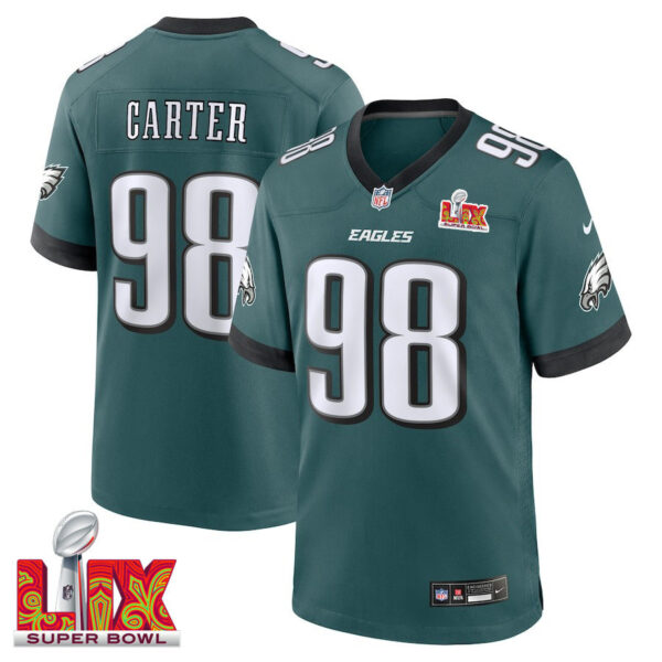 Jalen Carter #98 Philadelphia Eagles Super Bowl LIX Jersey – Men’s – Midnight Green