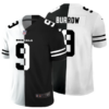 Men’s Cincinnati Bengals #9 Joe Burrow Split Black White Limited Stitched Jersey