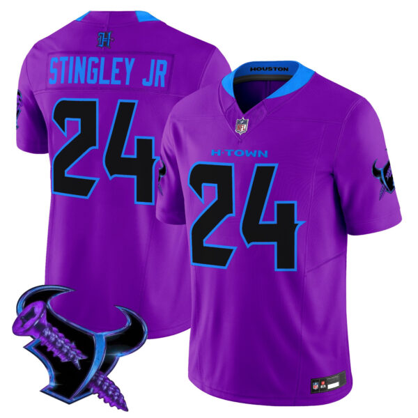 Men’s Houston Texans 2025 DJ Screw Vapor Limited Jersey – All Stitched Purple Derek Stingley Jr. Jersey