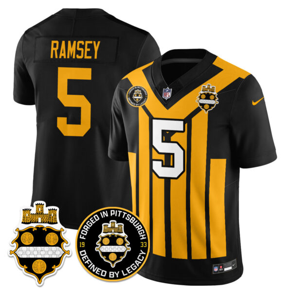 Men’s Pittsburgh Steelers Alternate 1933 Throwback Limited Jersey – All Stitched Black Jalen Ramsey – 5 Jersey