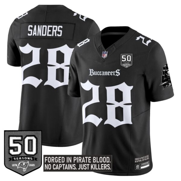 Tampa Bay Buccaneers ‘Gothic Pirate Shadows Edition’ Limited Jersey – All Stitched – Black – Shilo Sanders Jersey