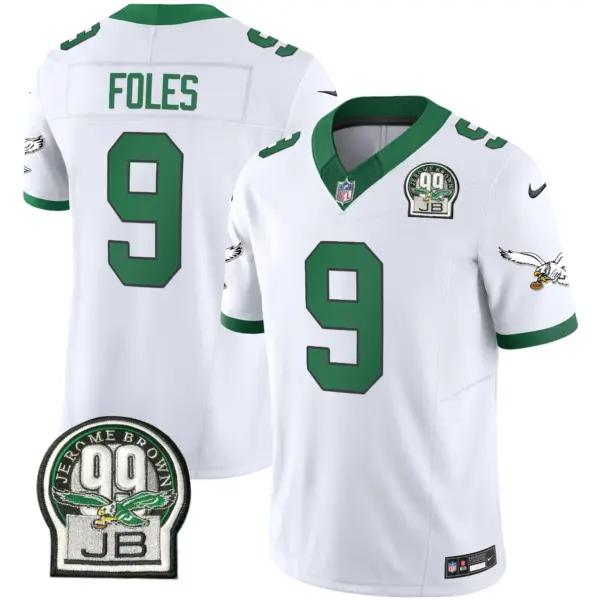 Mens Philadelphia Eagles Jerome Brown Patch Kelly Green Alternate Jersey V2 Nick Foles Jersey Kelly White