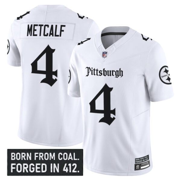 Men’s Pittsburgh Steelers ‘Gothic Steel City Edition’ Vapor Limited Jersey – All Stitched White DK Metcalf Jersey