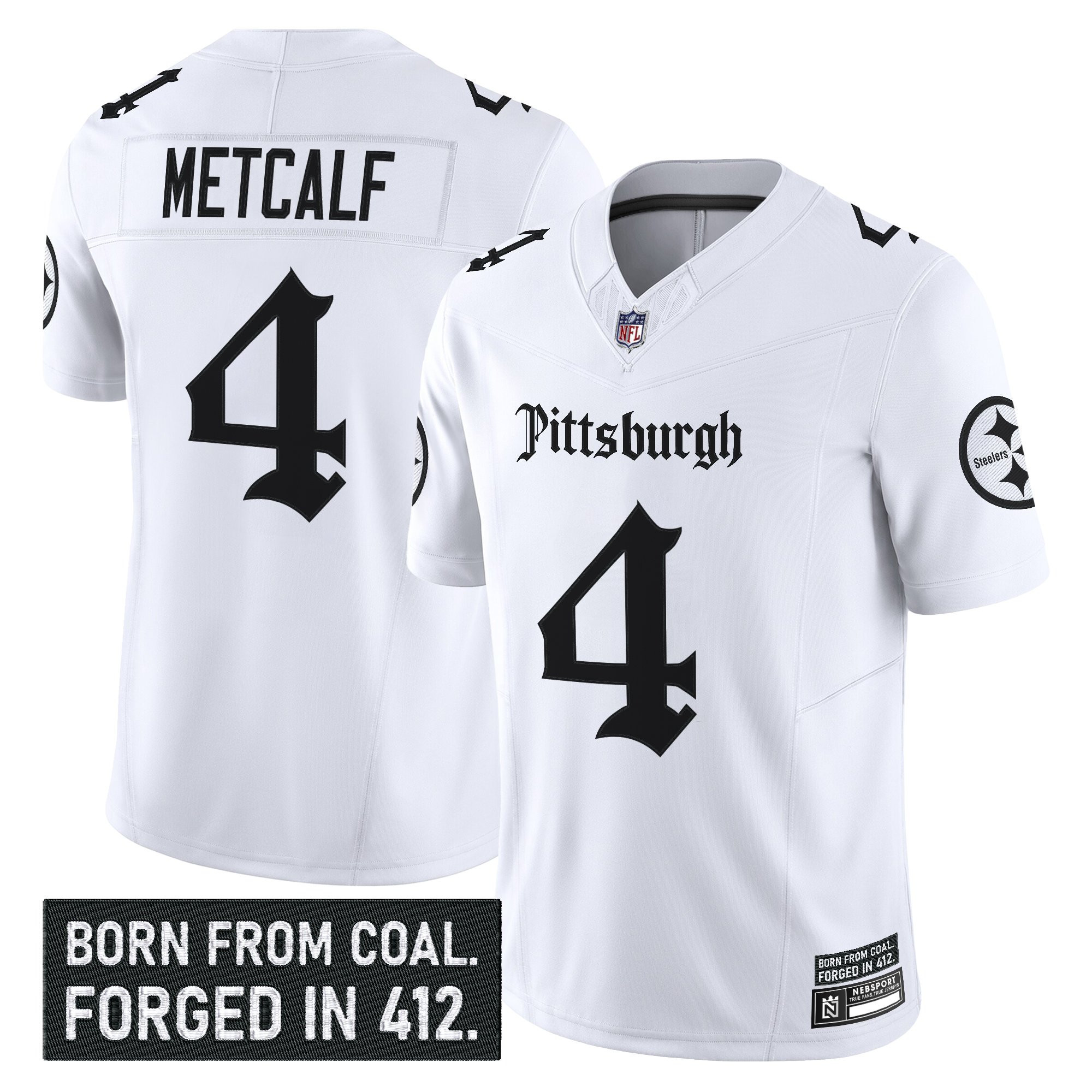 Men’s Pittsburgh Steelers ‘Gothic Steel City Edition’ Vapor Limited Jersey – All Stitched White DK Metcalf Jersey