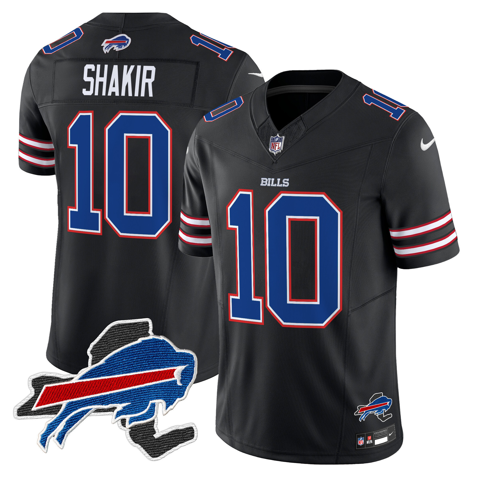 Men’s Bills New York Patch Vapor Limited Jersey – All Stitched Black Khalil Shakir Jersey