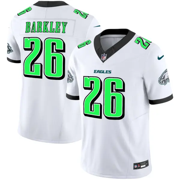 Mens Philadelphia Eagles 2024 Practice Vapor Limited Jersey Saquon Barkley Jersey White