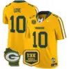 Mens Green Bay Packers 13 Time World Champions Home Patch Vapor Limited Jersey Jordan Love Jersey Gold
