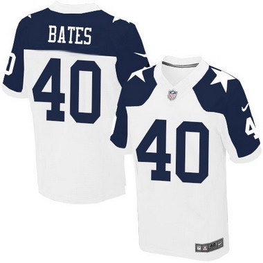 Men’s Dallas Cowboys #40 Bill Bates White Thanksgiving Retired Player NFL Nike Elite Jersey
