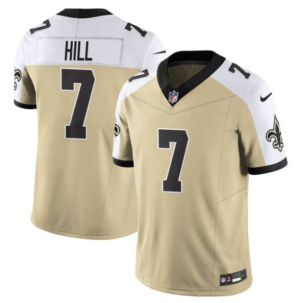 New Orleans Saints Golds Alternate Vapor Limited Jersey – All Stitched – Gold Alternate – Taysom Hill Jersey