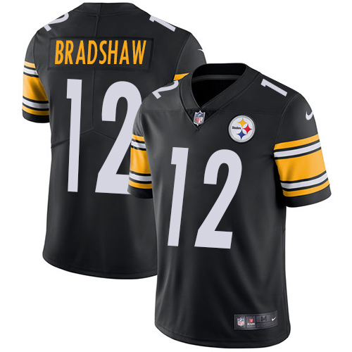 Nike Pittsburgh Steelers #12 Terry Bradshaw Black Team Color Men’s Stitched NFL Vapor Untouchable Limited Jersey