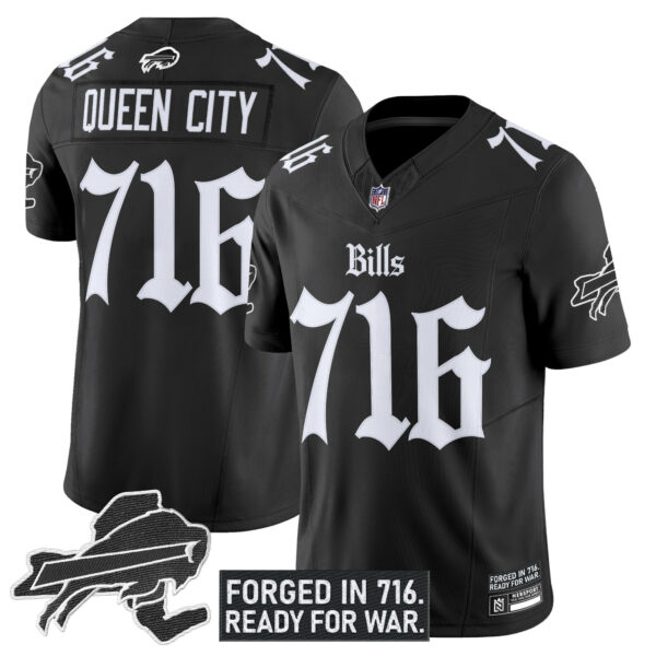 Men’s Buffalo Bills ‘Gothic Cold Front Edition’ Vapor Limited Jersey – All Stitched Black Queen City 716 Jersey