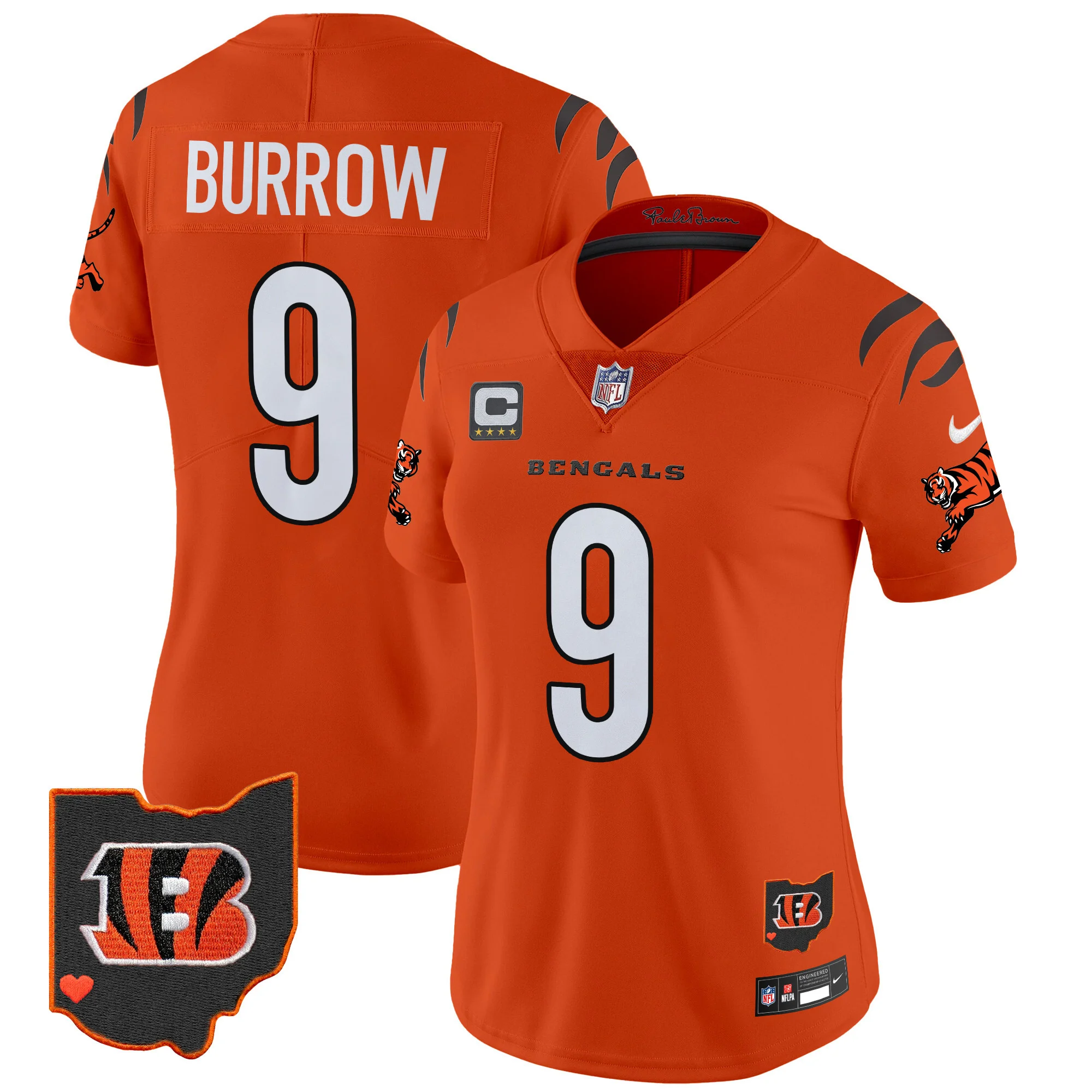 Womens Cincinnati Bengals 2024 Vapor Limited Jersey Joe Burrow Jersey Orange