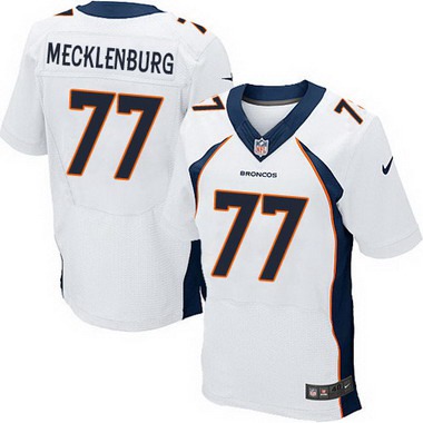 Men’s Denver Broncos #77 Karl Mecklenburg White Retired Player NFL Nike Elite Jersey